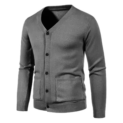 Men Black Korean Knitted Button Cardigan