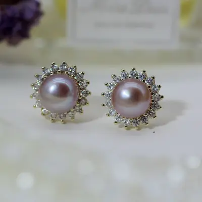S925 Silver Pearl Sun Earrings Small