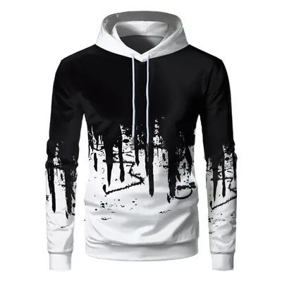 3D Digital Ink Hoodie Men Red Black Gradient Print