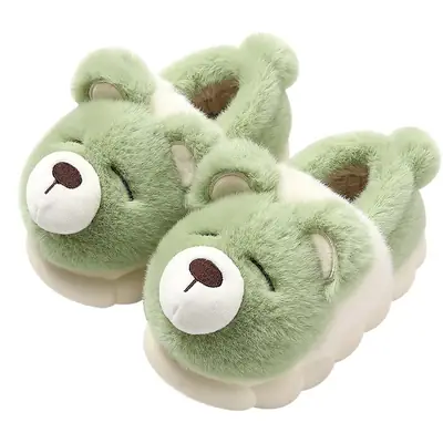 Covered Heel Cotton Slippers Winter Wholesale Female Cute Cartoon Bear Plush Men's Home Household Winter Cotton Shoes Men's Winter