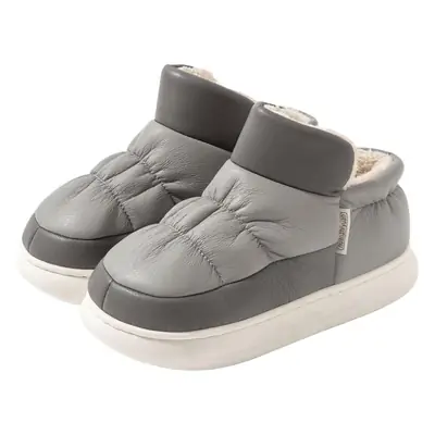 Men's Grey Winter Slipper with Velvet Heel & Warm Fleece
