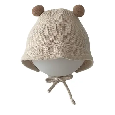 Kids Knitted Earmuffs Hat Brown Bear Ears