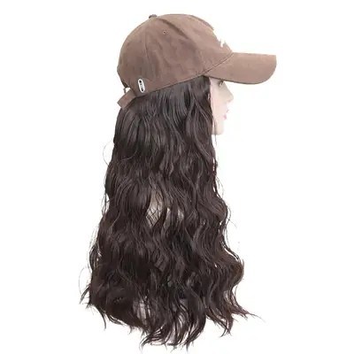 Brown Wool Roll Wig with Baseball Brim