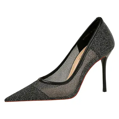 Black Sparkly Heels for Women Elegant Party Wear