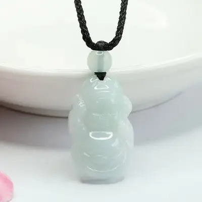 Guan Yu Jade Pendant Necklace White Jade Wealth Necklace