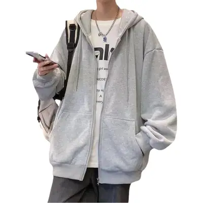 Plus Size White Hooded Sweater Jacket for Men Women