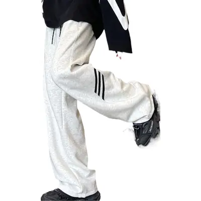 Men's American High Street Gray Sweatpants Wide Leg Casual