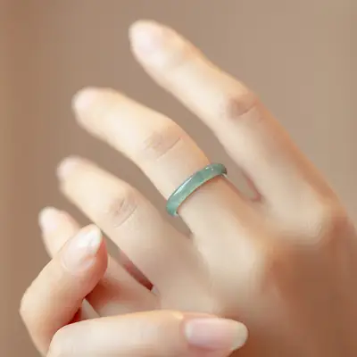 Jade Ice Blue Water Ring Fine Finger Ring Women