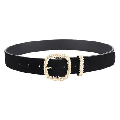 Black Velvet Belt with Gold Rhinestone Buckle