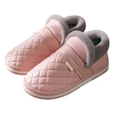 Women Winter Warm Cotton Slippers Grey Pink