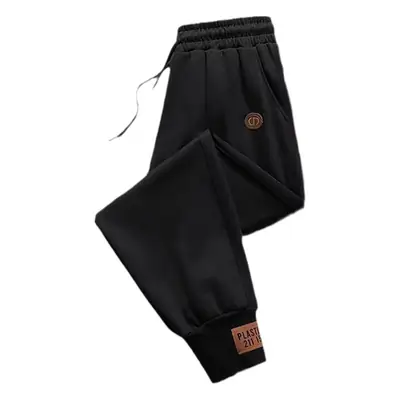 Men's Grey Heavy Ankle Tied Sweatpants Winter Warm Cotton