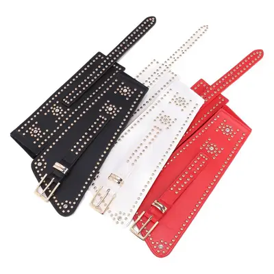 Elastic Waist Belt with Diamond Rivets Black Red White