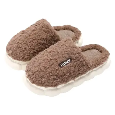 Women's White Bow Winter Slippers 4.0cm Thick