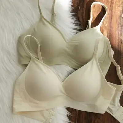 Thin Seamless Non-Rims Underwear Women Small Chest Gathered Soft Support Breathable