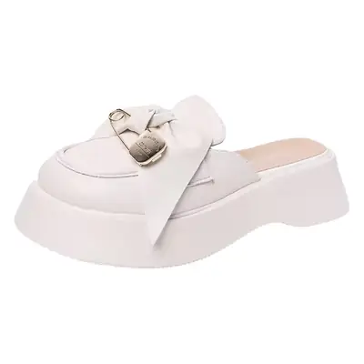 Women's Bow Mule Sandals Thick Sole Large