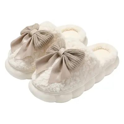 Women Cotton Bow Slippers Warm Indoor Winter