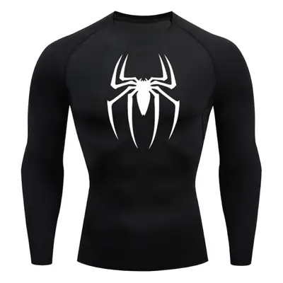 Men's White Spider Logo Long Sleeve T-Shirt
