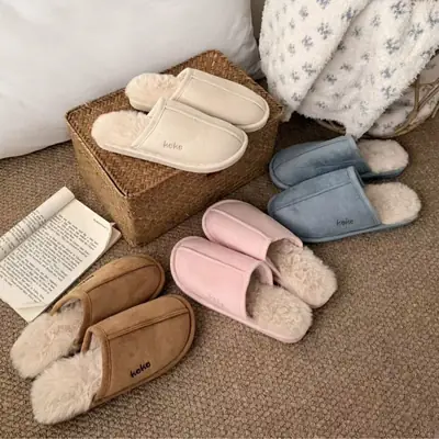 Winter wear non-slip fluffy slippers women step on the excrement feeling cotton slippers thick warm indoor household women's cotton slippers wholesale