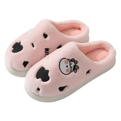 Winter home indoor cotton slippers men's and women's home closed toe fleece-lined thick bottom non-slip thermal plush slippers wholesale