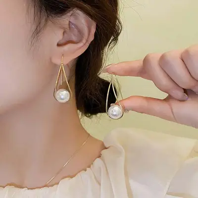 Pearl Earrings with Hook for Women Elegant Luxury