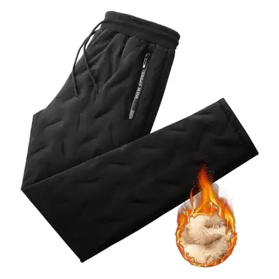 Men's Fleece Lined Winter Pants Black Ankle Tied