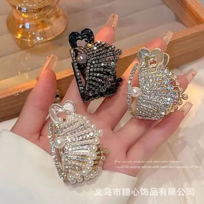 High-Grade Full Diamond Crown Hairpin Clips for Women