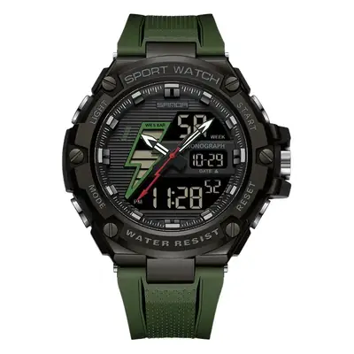 Sanda Men's Waterproof Shockproof Alarm Clock Watch Black