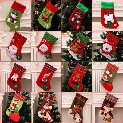 Christmas Santa Socks Red Green 16x13cm