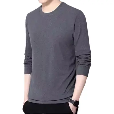 Men's Grey Fleece Lined T-Shirt Plus Size