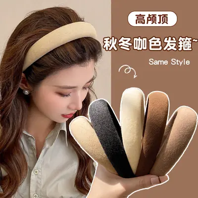 Brown Velvet Skull Top Headband for Women