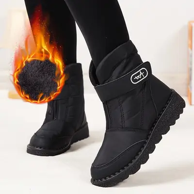 Women's Fleece Snow Boots Black Warm Non-Slip