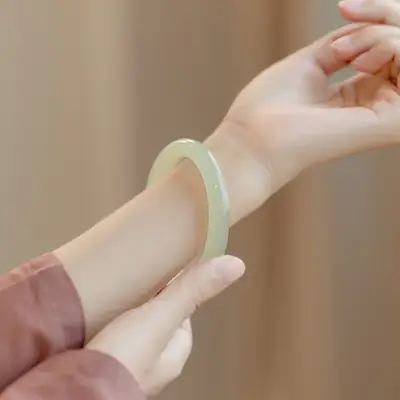 Young Light Green Jade Bracelet for Women