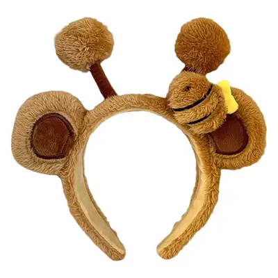 Plush Bear Face Wash Headband for Girls Winter Cute
