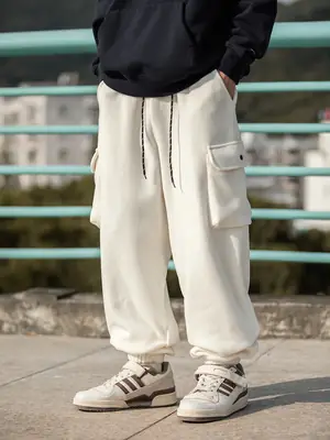 Hanlu Men Fleece Jogger Pants Cream 2024
