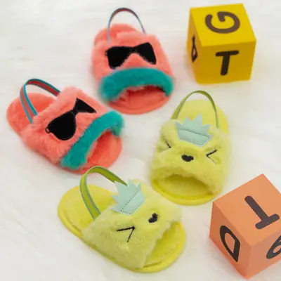 Pink Faux Fur Baby Slippers for Toddlers