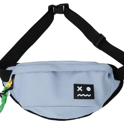 Men's Light Blue Crossbody Bag with Mobile Phone Holder