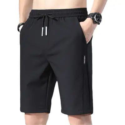 Men Ice Silk Beach Shorts Grey 2020 Summer Loose Elastic