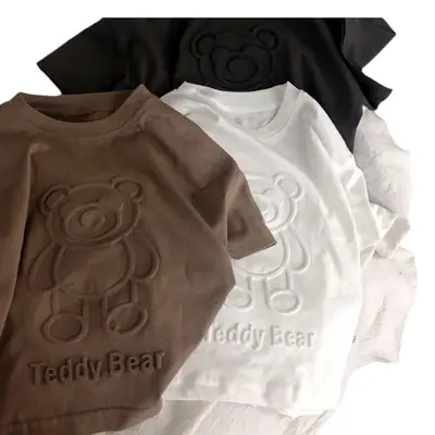 Boys T-Shirt Bear Print Cotton Summer Short Sleeve