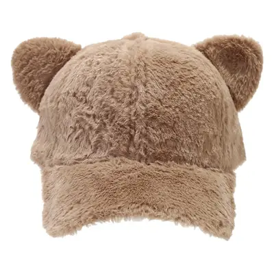 Autumn Winter Bear Ears Plush Baseball Cap Set