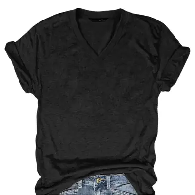 2025 V-Neck Grey T-Shirt for Women Summer Casual Wear