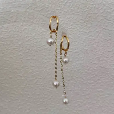Natural Pearl Long Tassel Earrings 925 Silver