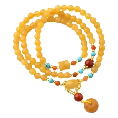 Golden Jade Multi-Circle Buddha Bead Bracelet