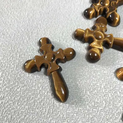 Golden Tiger's Eye Cross Necklace Pendant