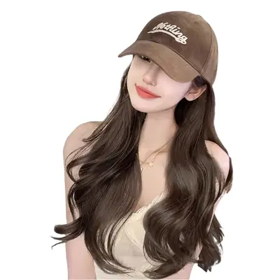 Cold Brown Wig Cap with Large Waves Baseball