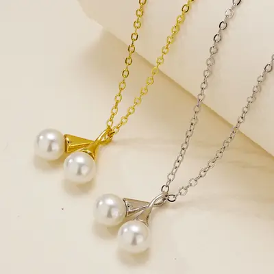Korean Style Pearl Pendant Necklace Gold Chain