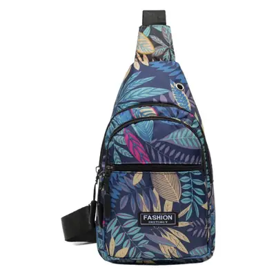 Men's Printed Nylon Crossbody Bag with Leaf Design
