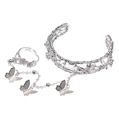 Silver Butterfly Bracelet with Ancient Design for Women