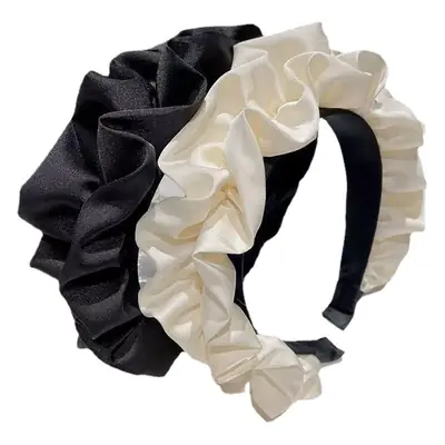 Black Satin High Cranial Hairband for Women