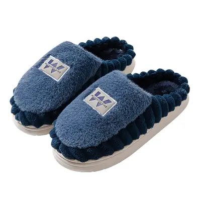 Home cotton slippers men's plus size winter thick bottom indoor home fleece-lined warm non-slip cotton slippers factory wholesale