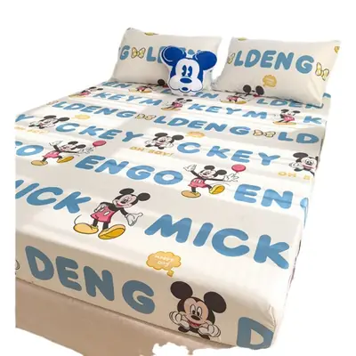 Cartoon Washed Silk Skin-Friendly Hot Flower Bed Sheet Simmons Mattress Surround Protective Cover Anti-Slip Dustproof Bed Cover Batch